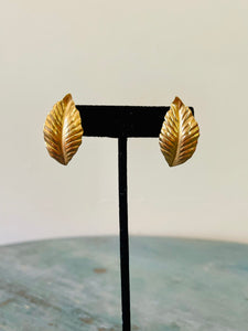 Cast Gold Leaf Post Earrings