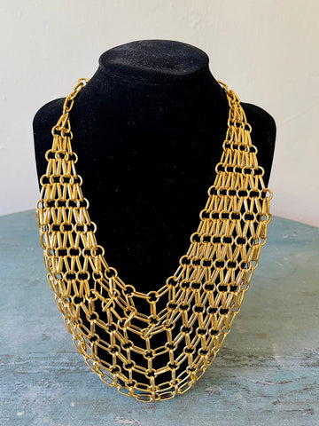 Gold Net Bib Necklace