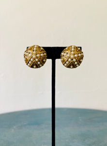 Etruscan Pearl Seed Clip Earrings