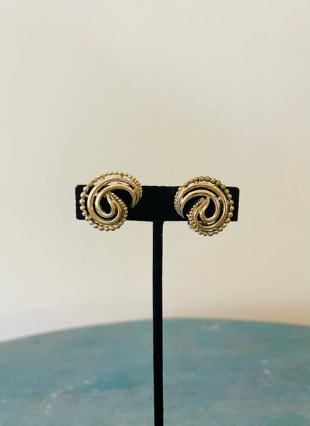 Gold Paisley Clip Earrings