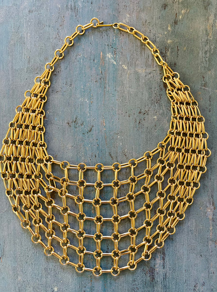 Gold Net Bib Necklace