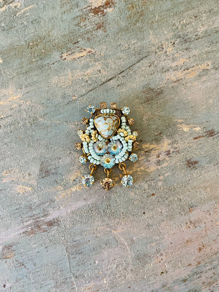 Light Blue Beaded Brooch