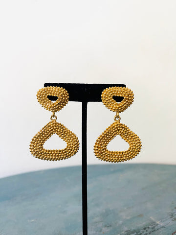 Gold Textured Dangle Earrings