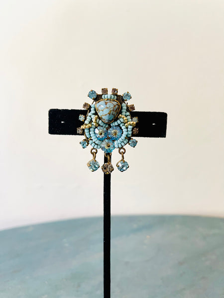 Light Blue Beaded Brooch