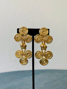 Gold Swirl Clip Drop Earrings