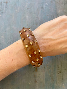 Wood Bracelet With Rhinestone Accents