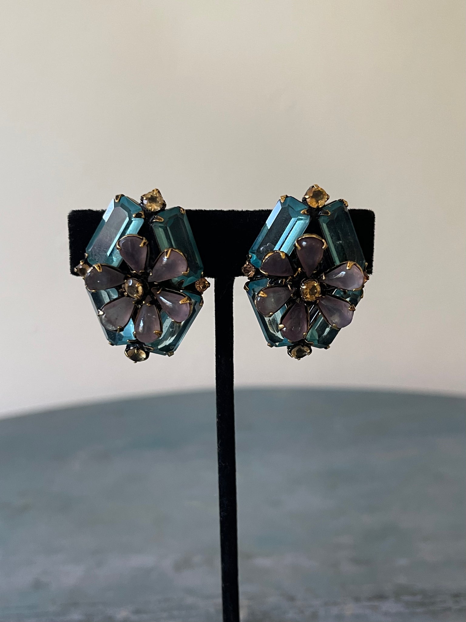 Amethyst, Aquamarine, and Peridot Petal Earrings