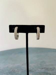 Small Silver and Rhinestone Hoop Earrings