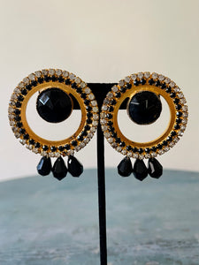 Round Rhinestone Dangle Earrings