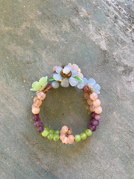 Pastel Glass Flower Bracelet