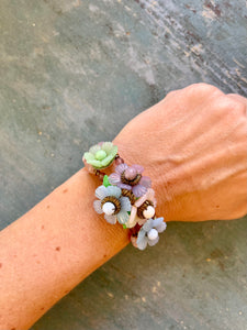 Pastel Glass Flower Bracelet