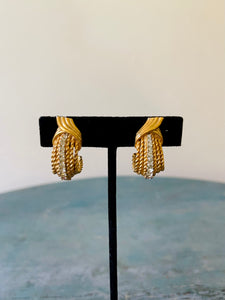 Gold Twisted Rope and Rhinestone Earring